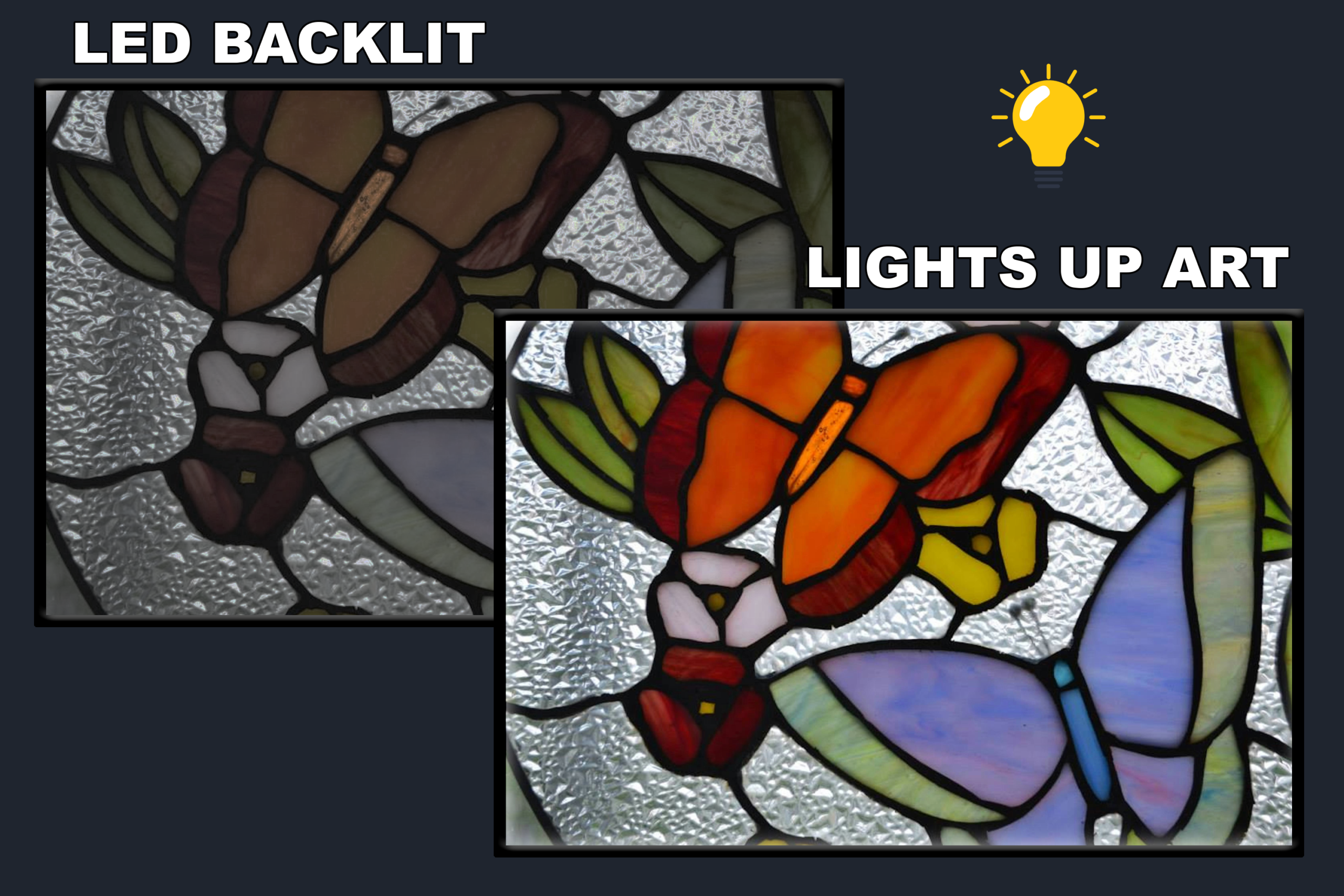 LED Backlit Stained Glass Wall Art – Close-Up