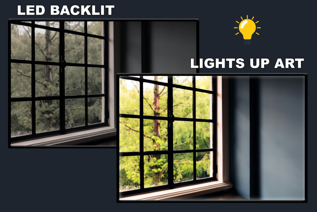 LED Backlit Window View Wall Art – Lush Green Trees