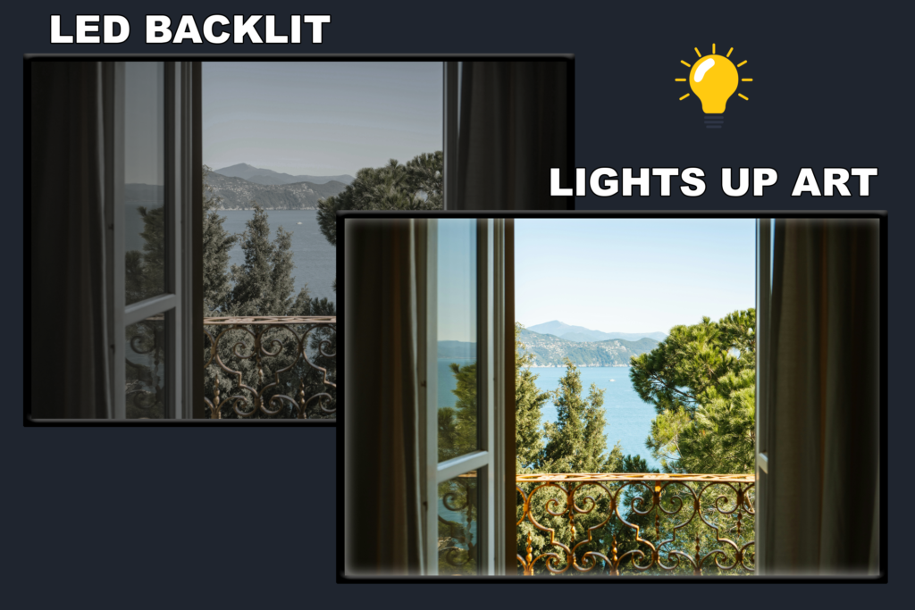LED Backlit Window View Wall Art – Open Window Body of Water View