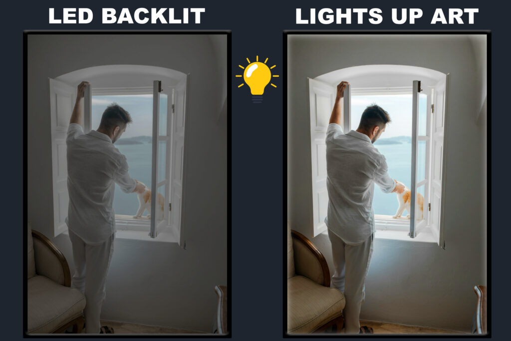 LED Backlit Window View Wall Art – Hotel Window With Cat