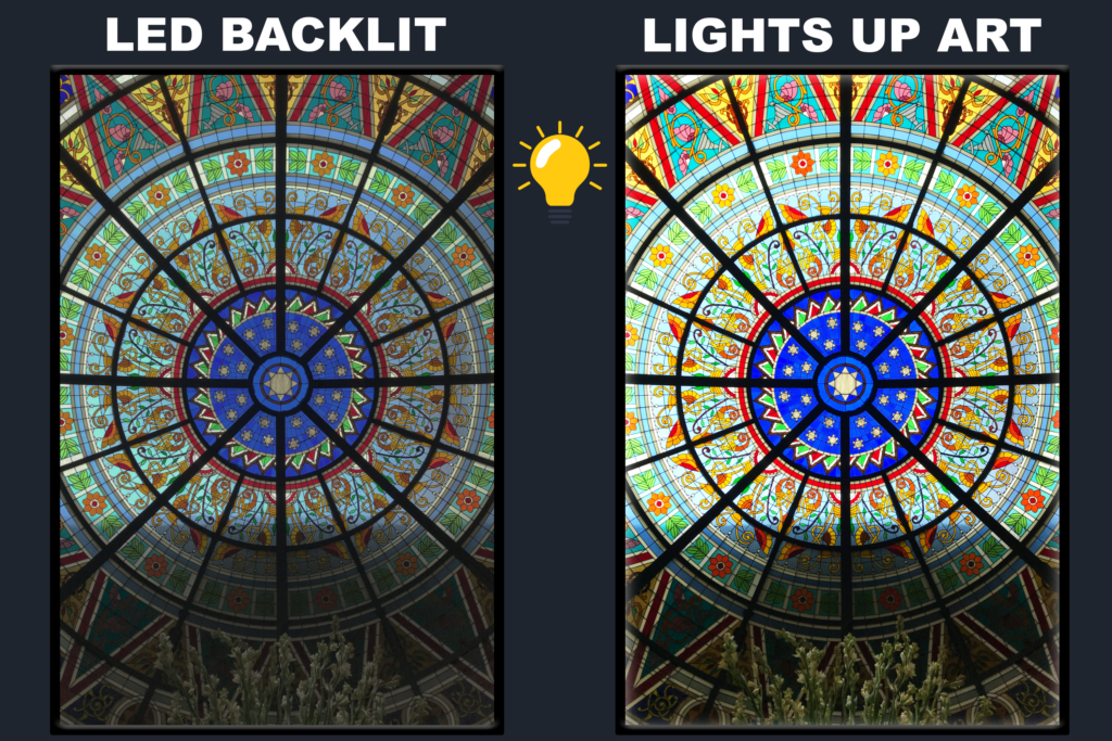 LED Backlit Stained Glass Wall Art – Blue Green Red Floral