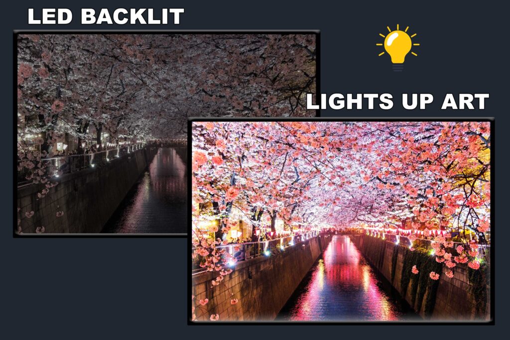 LED Backlit Japanese Wall Art – Cherry Blossom Canal
