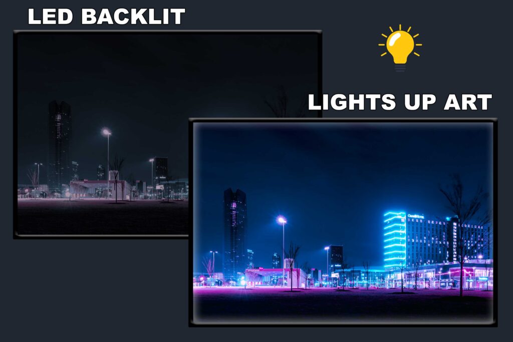 LED Backlit Cyberpunk Wall Art – Neon Hotel Night View