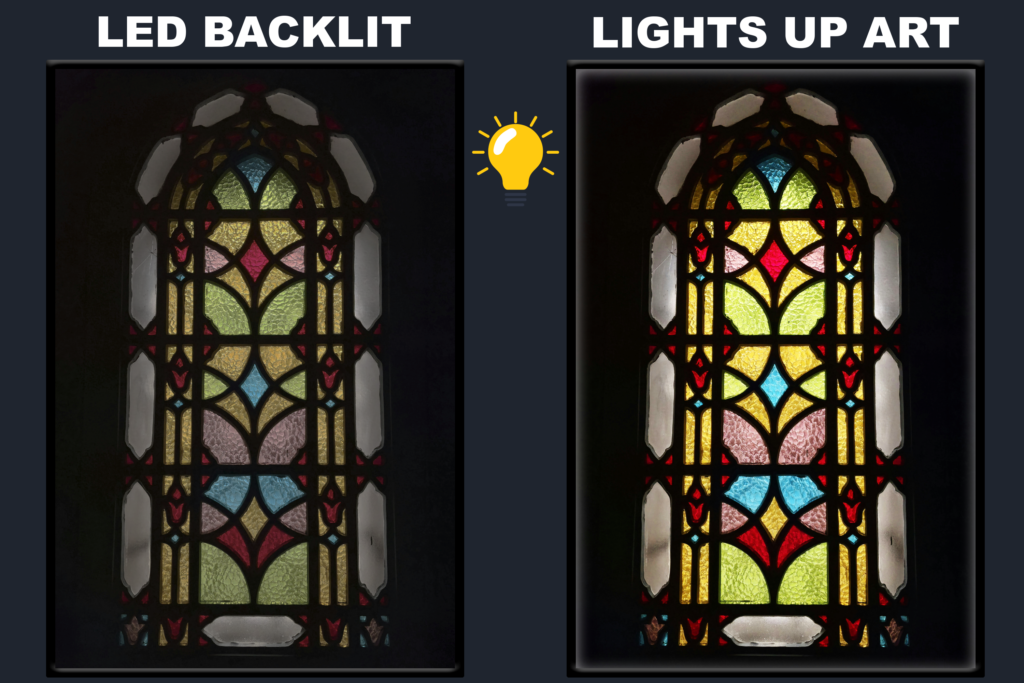 LED Backlit Stained Glass Wall Art – Geometric Window Pattern
