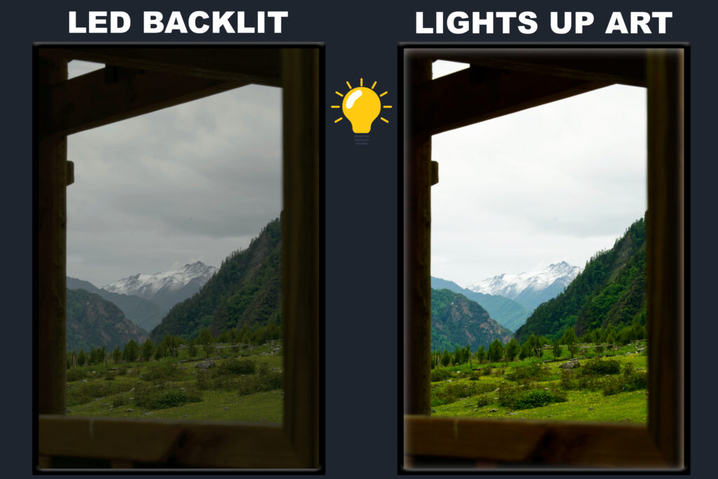 LED Backlit Window View Wall Art – Greenery Mountain
