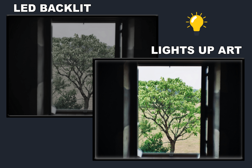 LED Backlit Window View Wall Art – Green Tree