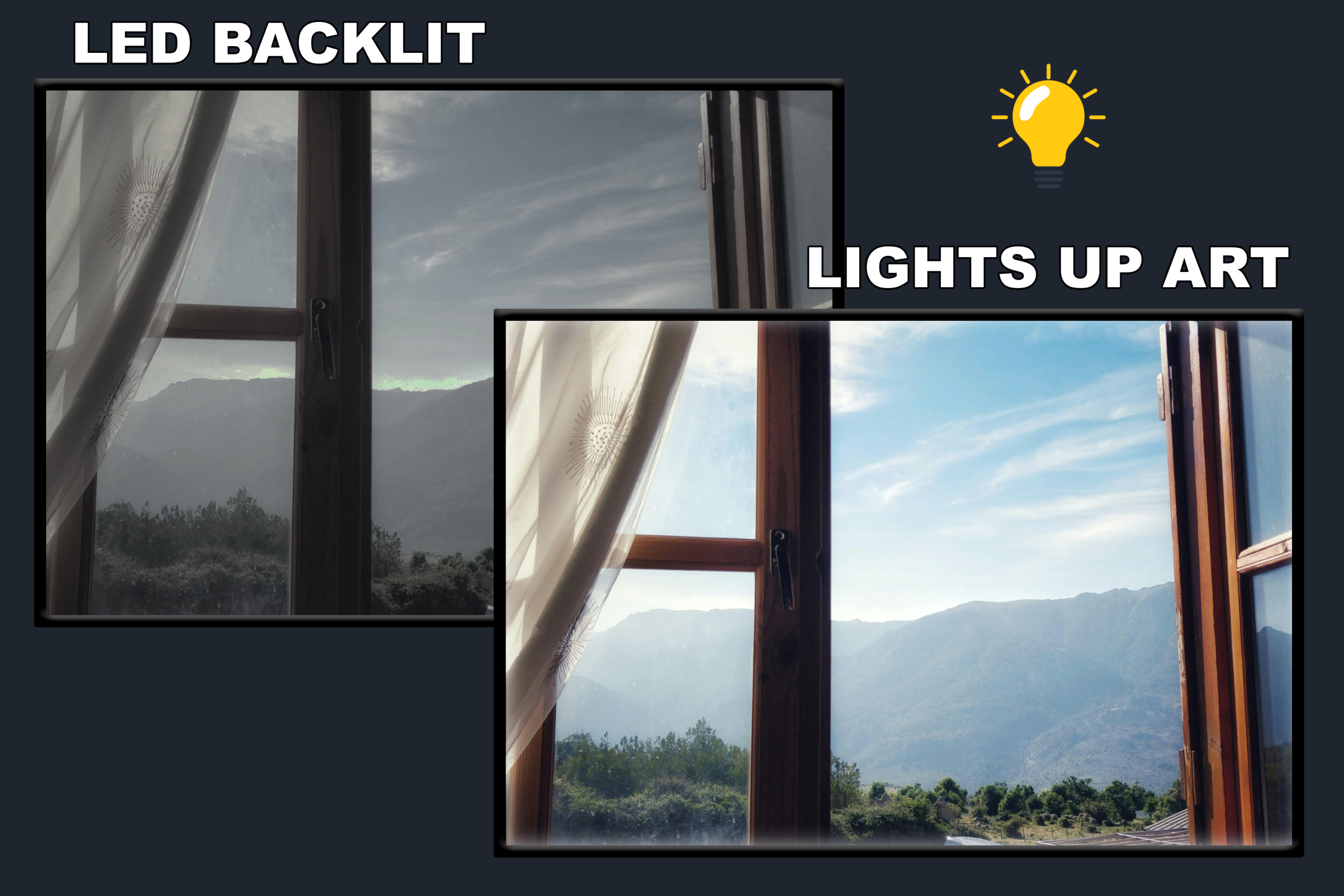LED Backlit Window View Wall Art – Green Mountain