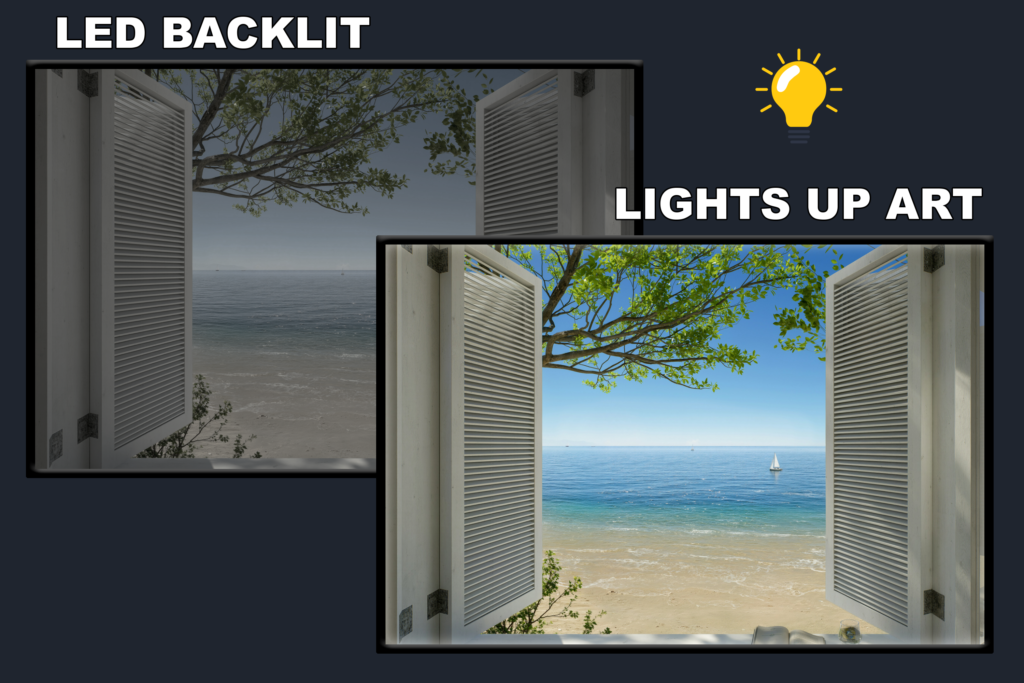 LED Backlit Window View Wall Art – Sunny Beach Sailboat