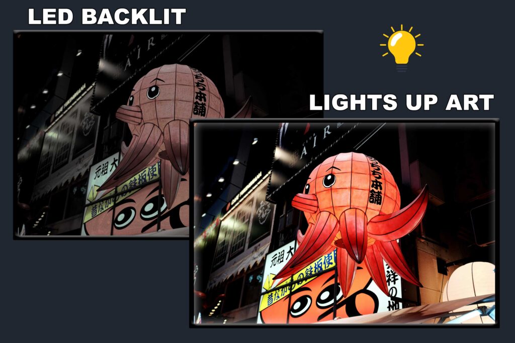 LED Backlit Japanese Wall Art – Orange Octopus Lantern