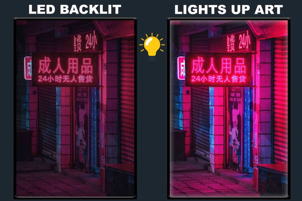 LED Backlit Cyberpunk Wall Art – Red Light Store Sign