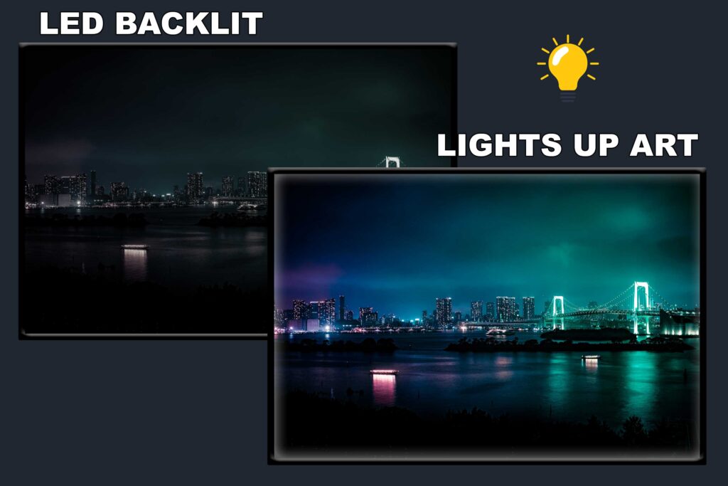 LED Backlit Window View Wall Art – Japanese Nighttime Skyline