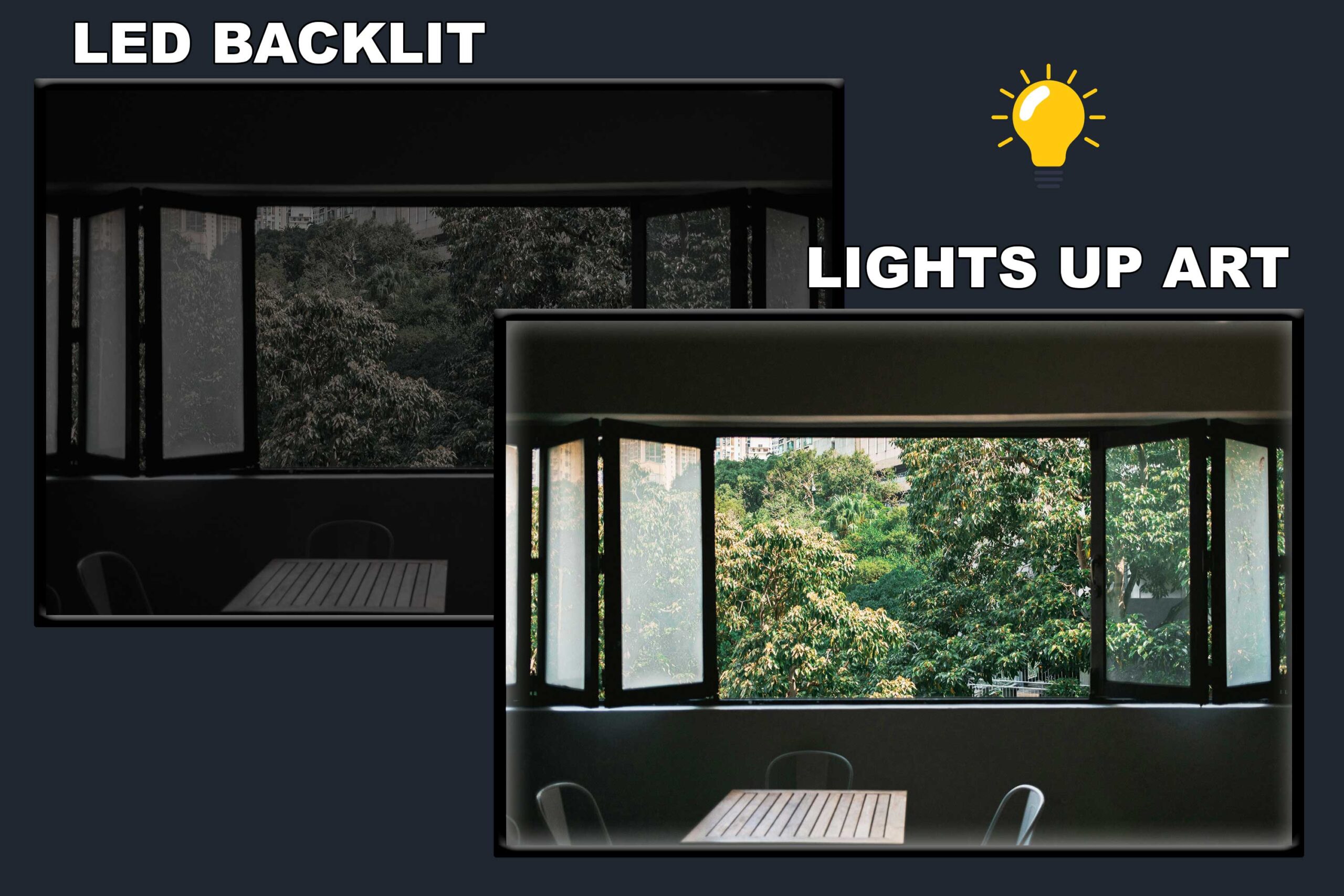LED Backlit Window View Wall Art – Forest Balcony