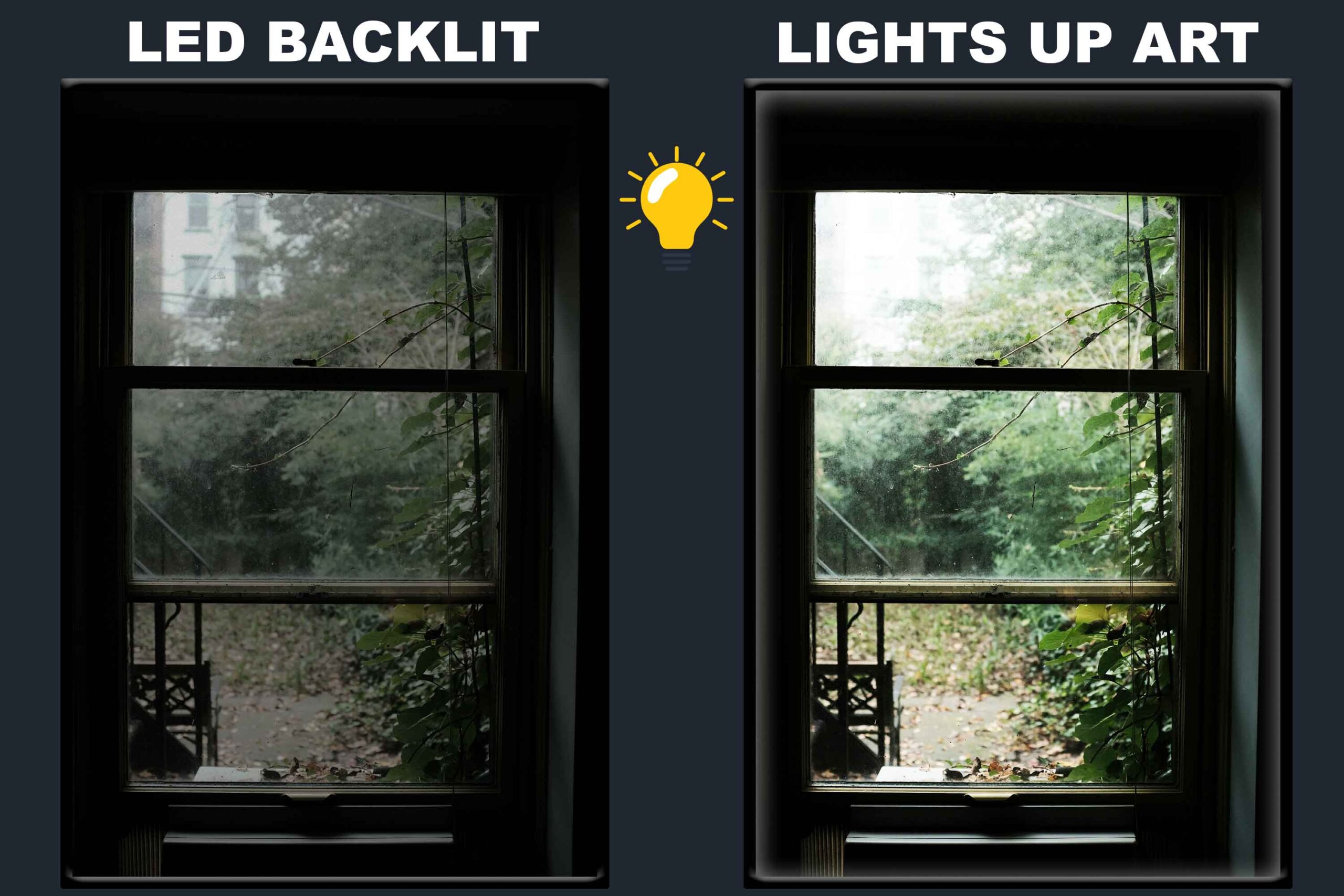 LED Backlit Window View Wall Art – Window View With Plants