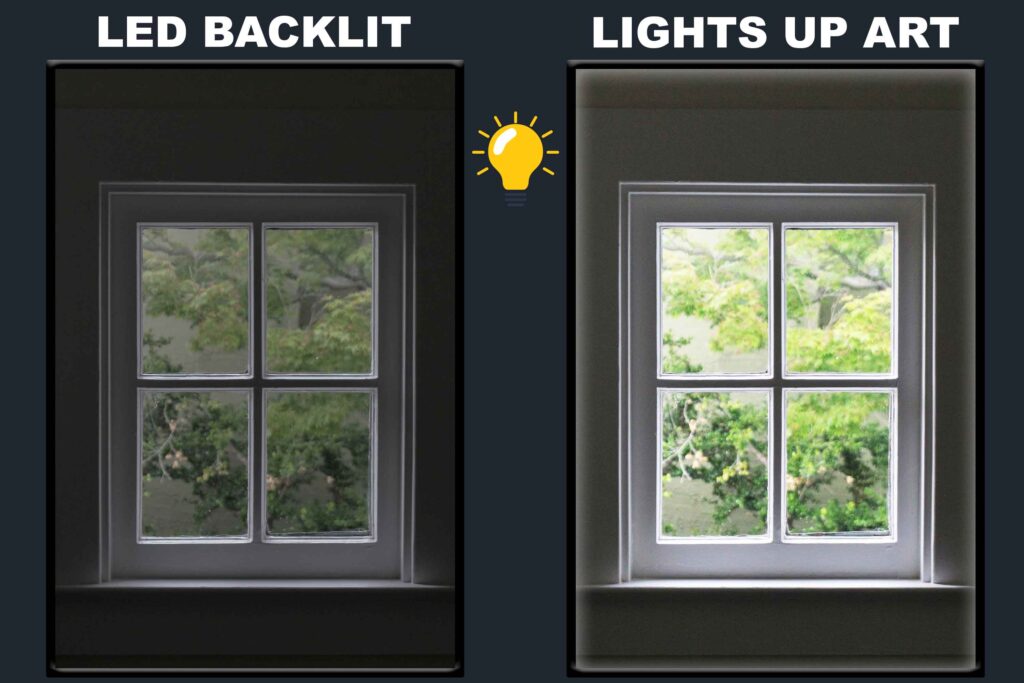 LED Backlit Window View Wall Art – Grey Window