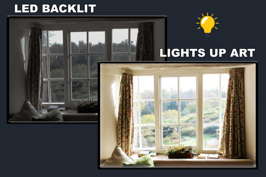 LED Backlit Window View Wall Art – Open Curtain