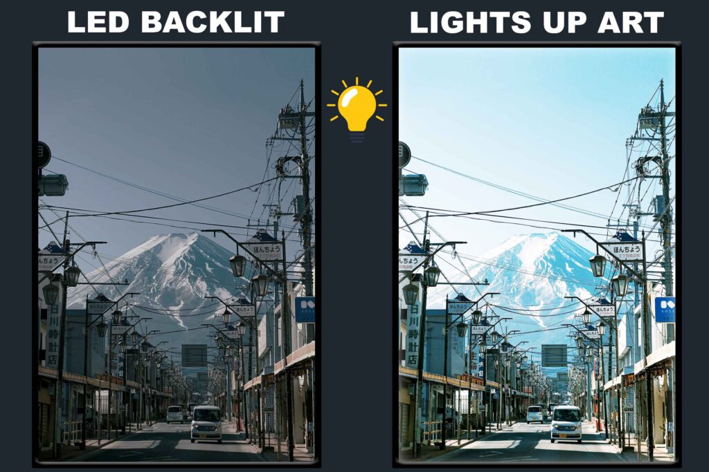 LED Backlit Cityscape Wall Art – Car on a Mountain Road