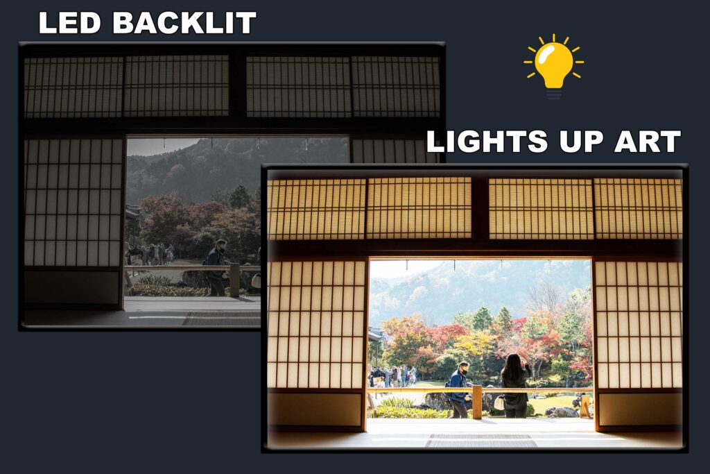 LED Backlit Window View Wall Art – Couple beside a Window