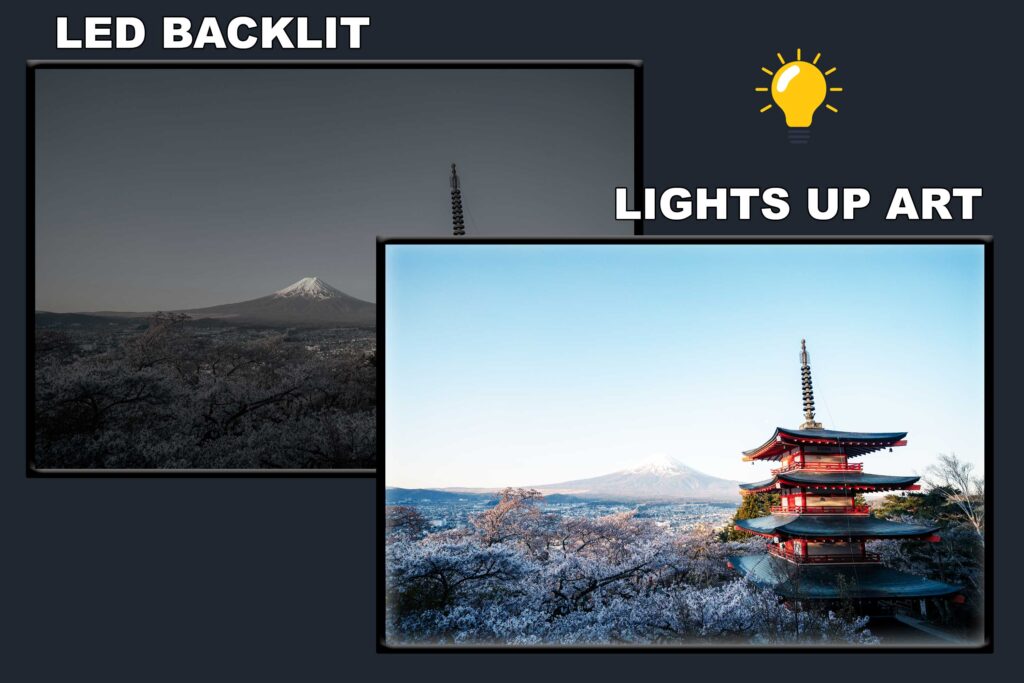 LED Backlit Japanese Wall Art – Pagoda With A Mountain