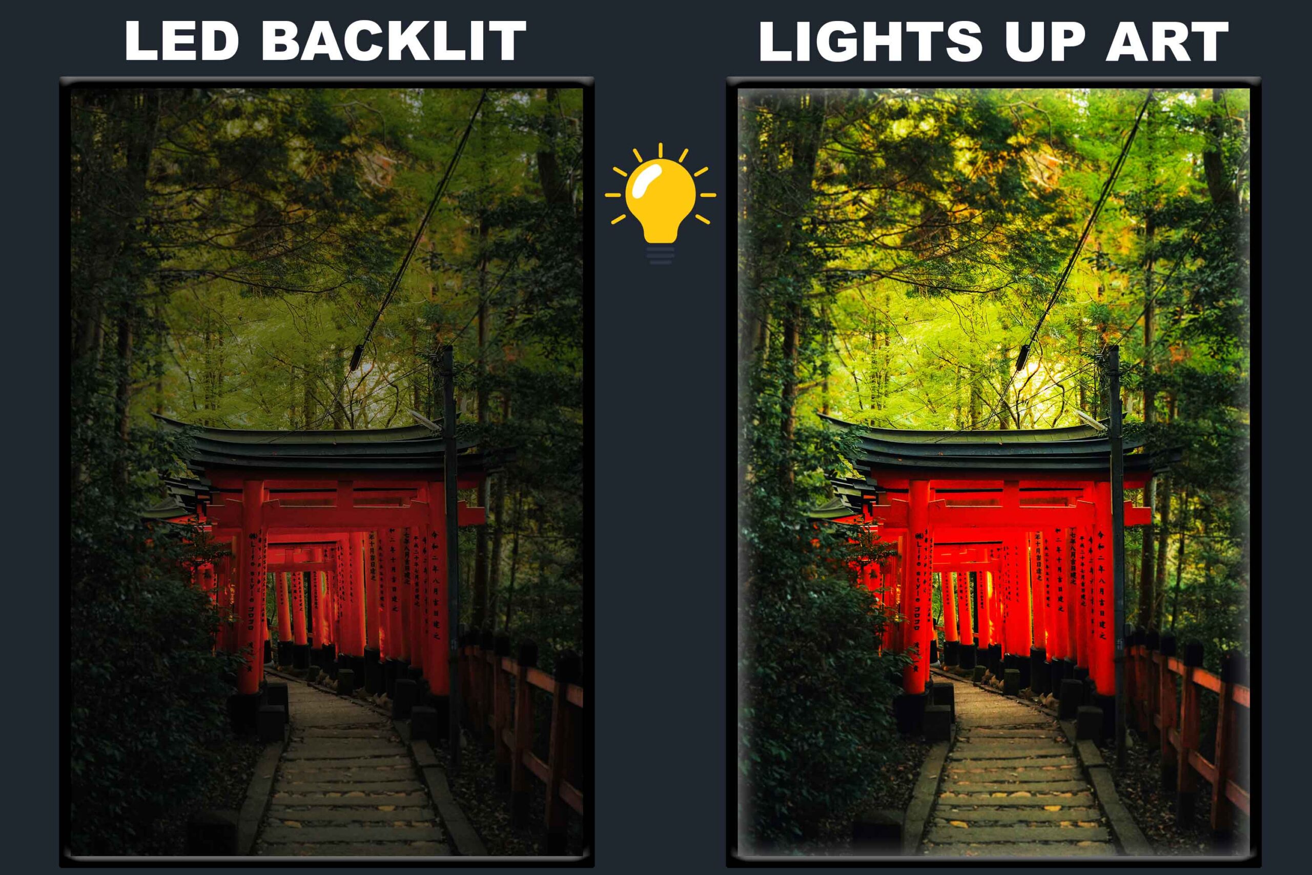 LED Backlit Japanese Wall Art – Path to a Red Torii Gate