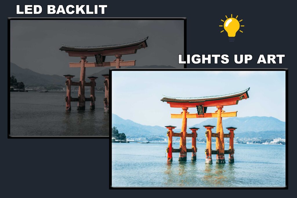 LED Backlit Nature Wall Art – Wooden Structure in Water