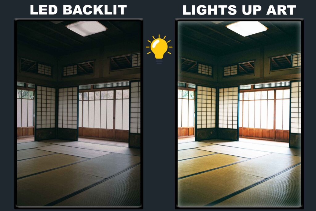 LED Backlit Window View Wall Art – Japanese Tatami Room with Windows