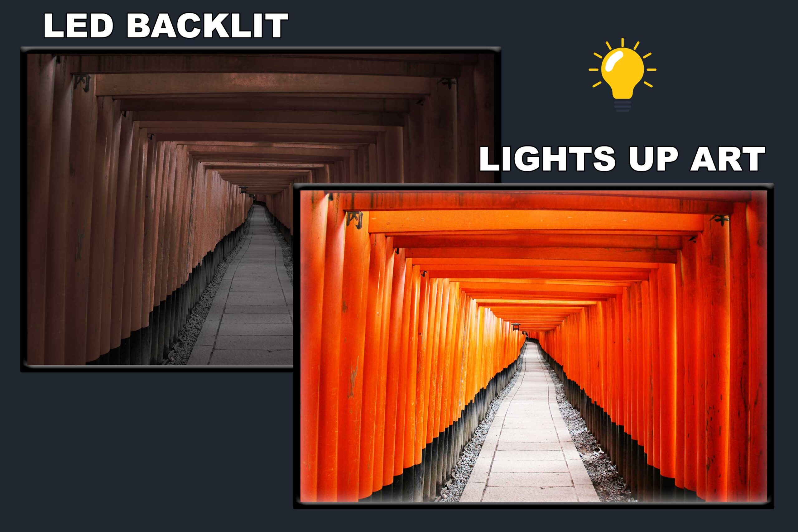LED Backlit Japanese Wall Art – Red Wooden Torii Gate