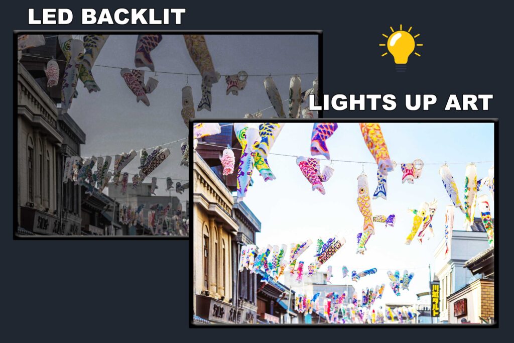 LED Backlit Japanese Wall Art – Colorful Carp Streamers