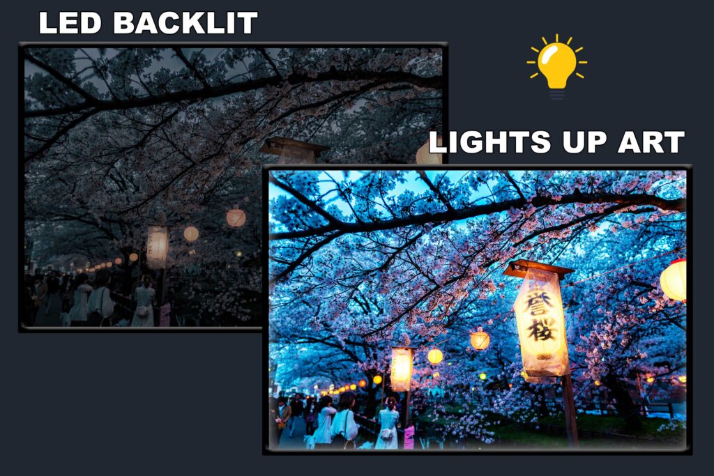 LED Backlit Nature Wall Art – Glowing Lantern among Trees
