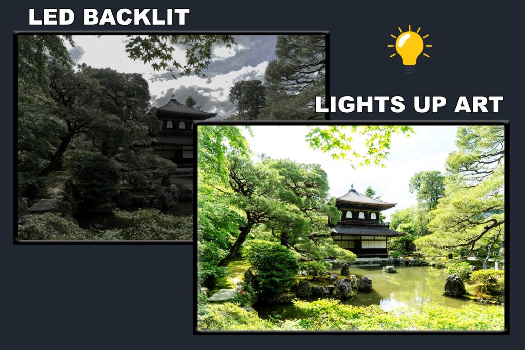 LED Backlit Nature Wall Art – White House beside a River
