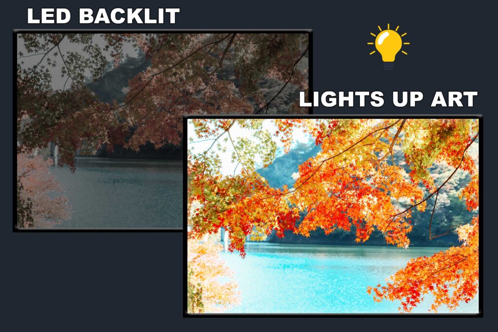 LED Backlit Nature Wall Art – Autumn Tree beside Water