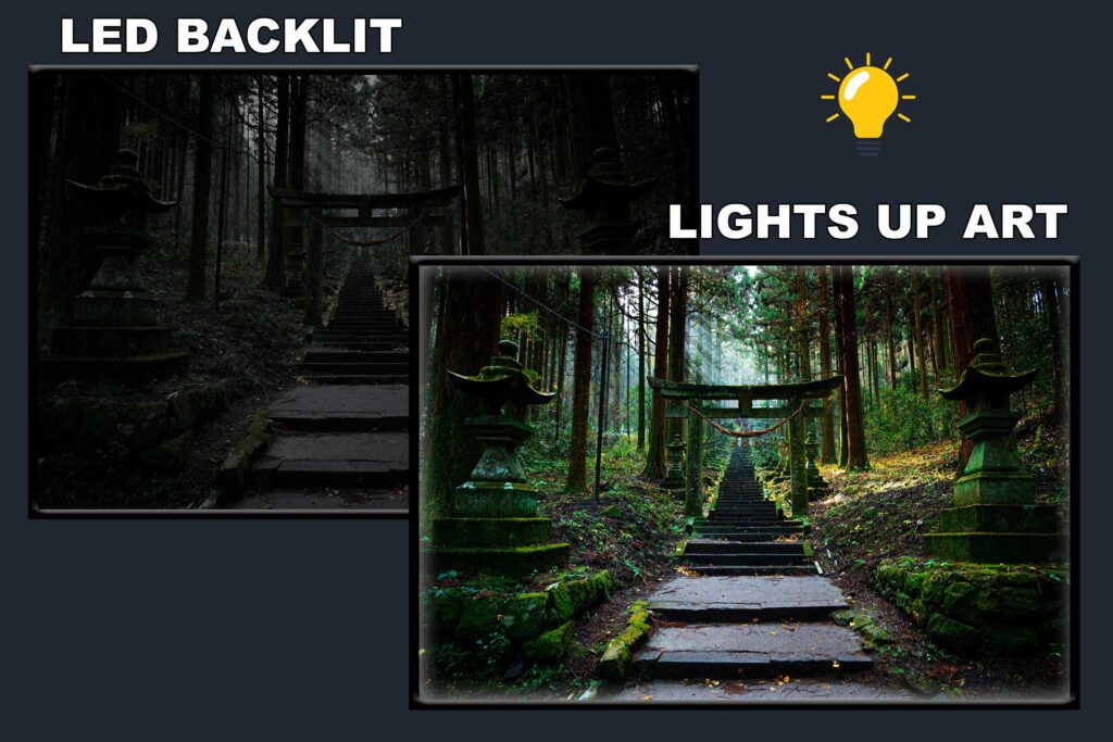LED Backlit Nature Wall Art – Wooden Bridge in the Woods