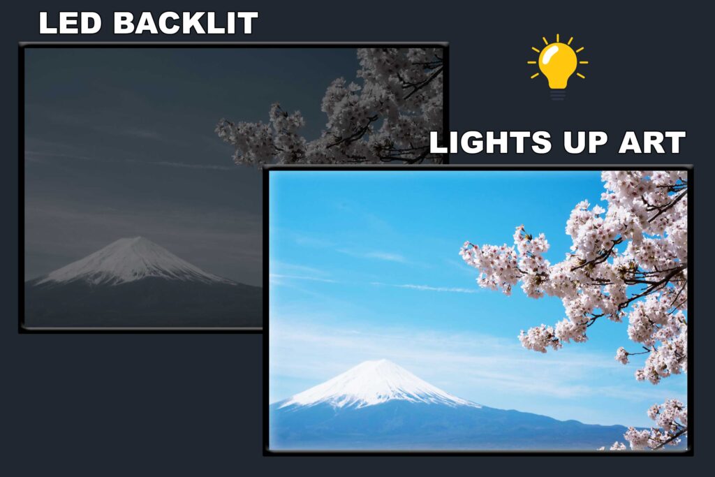 LED Backlit Japanese Wall Art – Cherry Blossoms and Mount Fuji