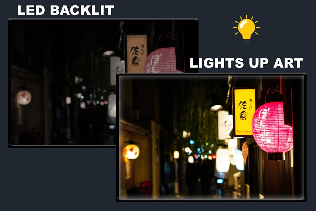 LED Backlit Japanese Wall Art – Glowing Lanterns