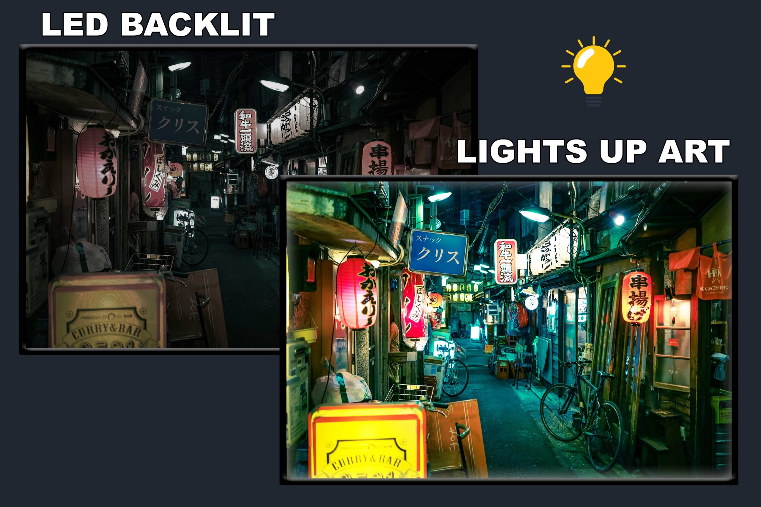 LED Backlit Cityscape Wall Art – Pathway between Storefronts