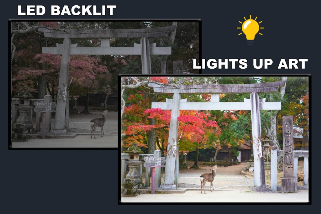 LED Backlit Nature Wall Art – Deer beneath a Garden Arch