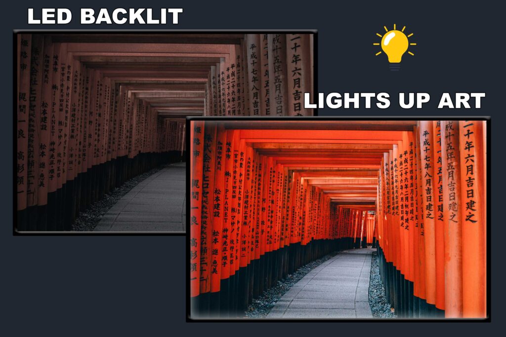 LED Backlit Japanese Wall Art – Japanese Pathway with Red and Black Pillars