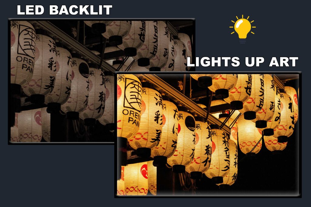 LED Backlit Japanese Wall Art – Japanese Lantern Glowing at Night
