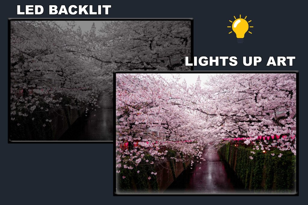 LED Backlit Japanese Wall Art – Pink Cherry Blossom Pathway