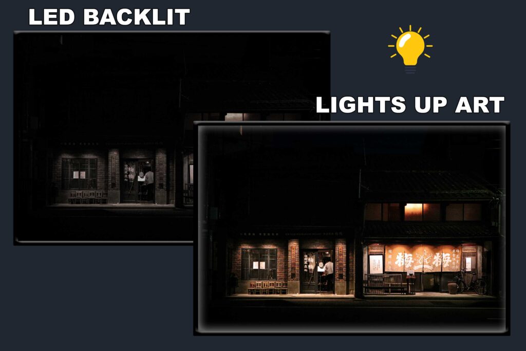 LED Backlit Japanese Wall Art – Restaurant Night Storefront