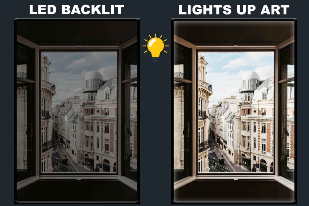 LED Backlit Window View Wall Art – Three-Panel Window View