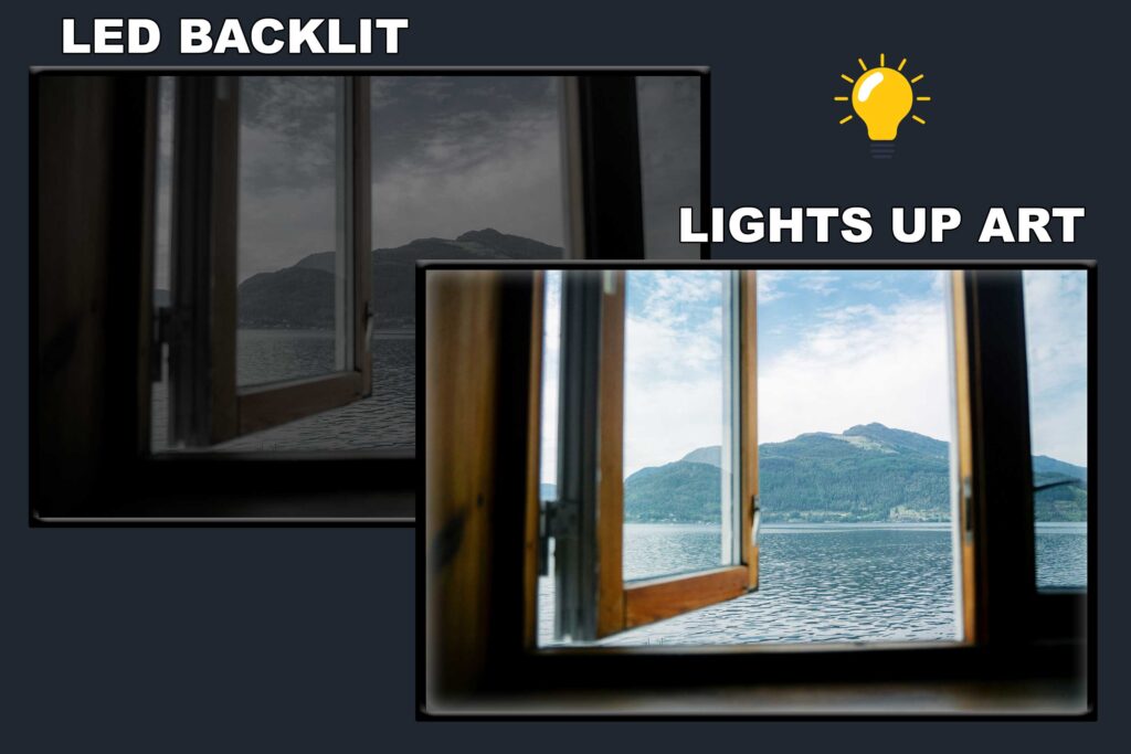 LED Backlit Window View Wall Art – Lake View Through a Window