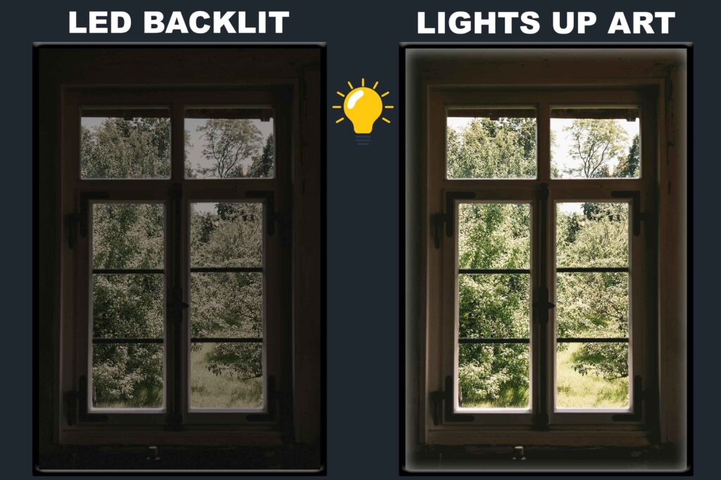LED Backlit Window View Wall Art – Lush Green Outdoor View