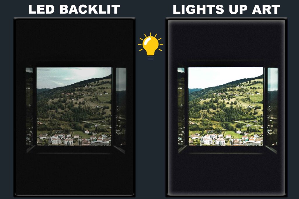 LED Backlit Window View Wall Art – Aerial City View by Day
