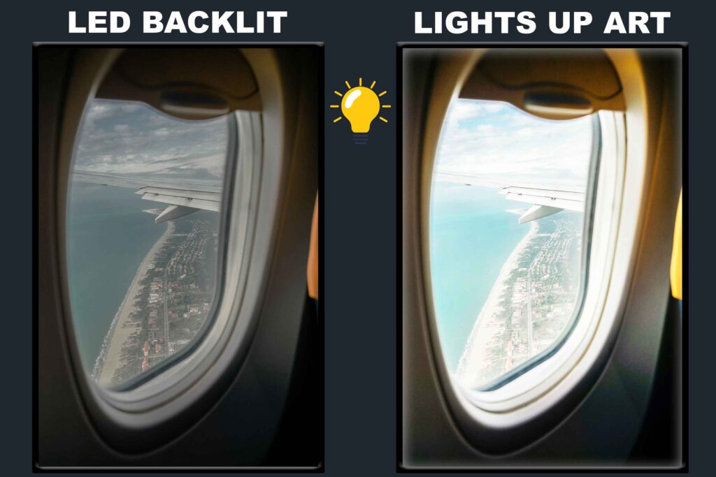 LED Backlit Window View Wall Art – Airplane Window City View
