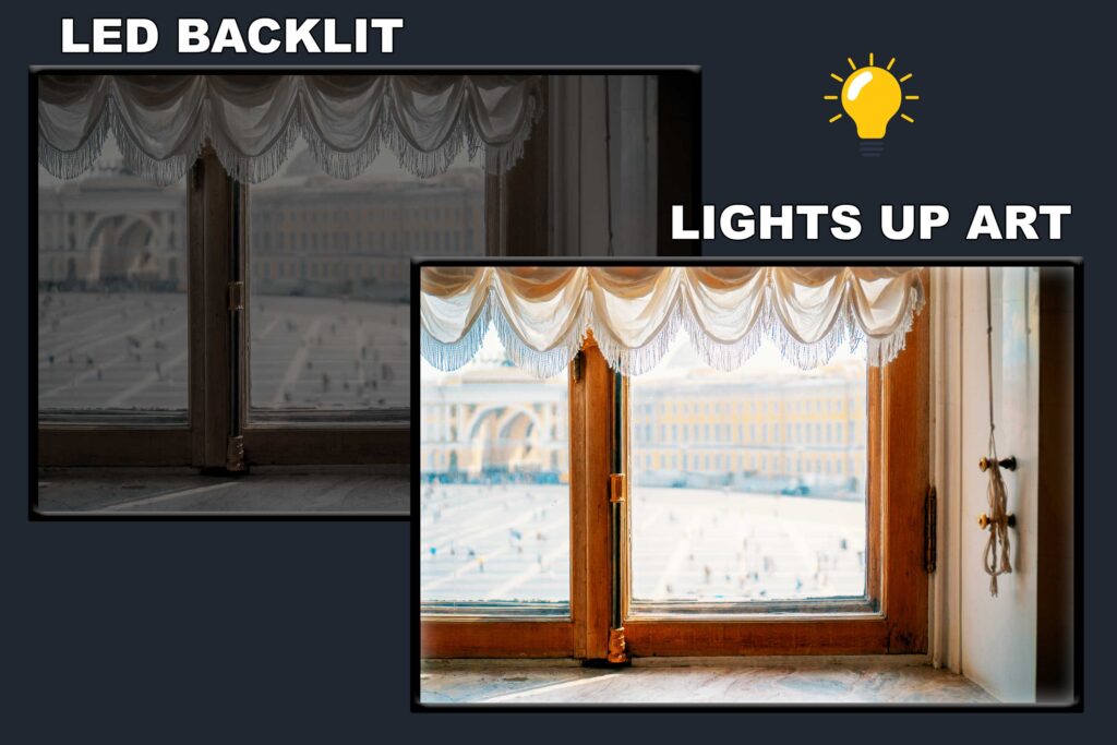 LED Backlit Window View Wall Art – Open Window Palace View